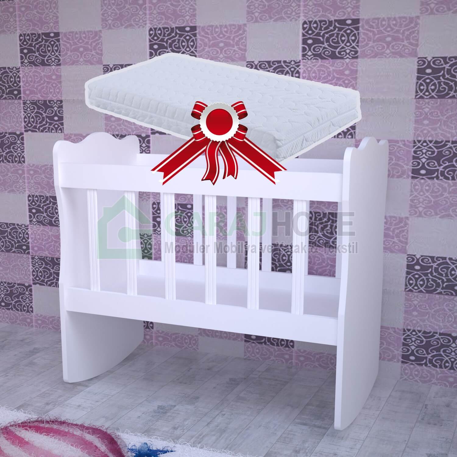 Liva Anne Yanı Beşik Yatak Hediyeli ( Tekerlekli ) Garaj Home