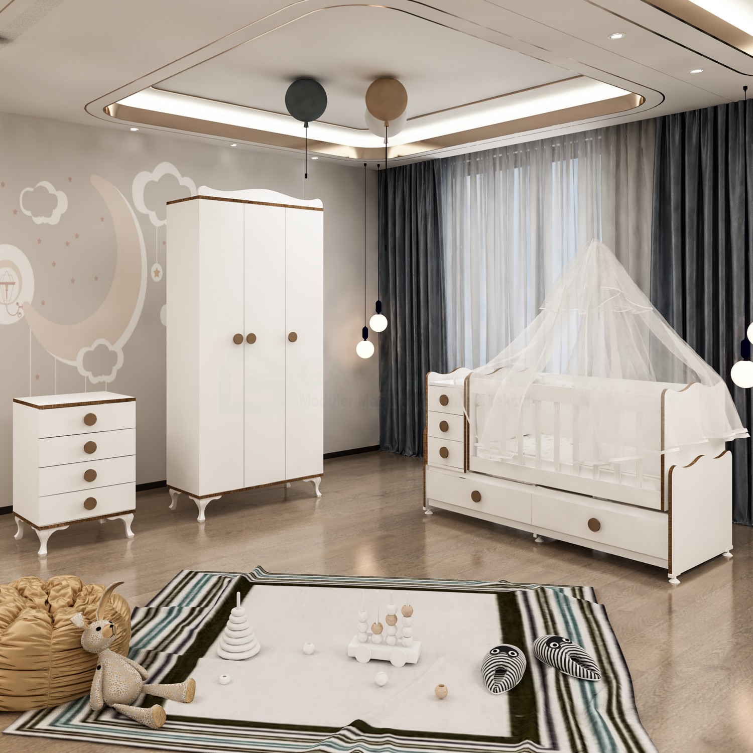 Melina Yıldız 3 Kapaklı Bebek Odası Takımı Sümela Yatak Melina Yıldız 3 Kapaklı Bebek Odası Takımı Sümela Yatak