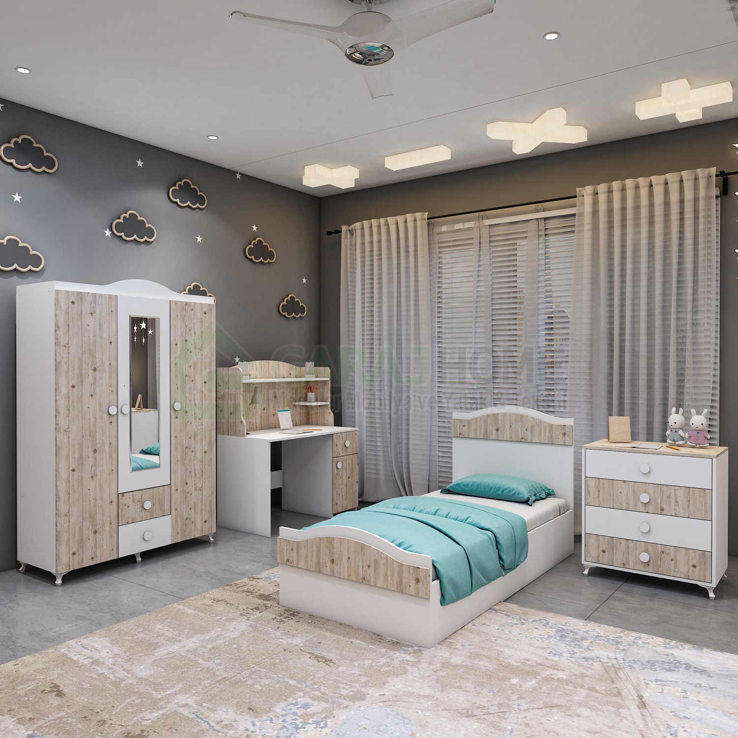 Çalışma Masası, Dolap ,Karyola ,Kitaplık ,Şifonyer