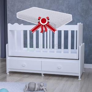 Elegant Mdfli Çıtalı 60x120 Beşik + Yatak - Beyaz
