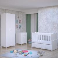 Elegant Yıldız 2 Kapaklı Bebek Odası Takımı-Beyaz