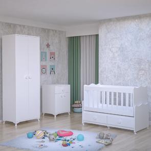 Elegant Yıldız 2 Kapaklı Bebek Odası Takımı-Beyaz