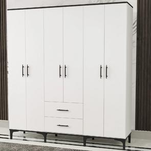 Garaj Home 6 Kapaklı 2 Çekmeceli Dolap - Beyaz