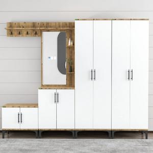 Garaj Home 8 Kapaklı Aynalı Raflı Portmanto Vestiyer - Atlas