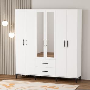 Garaj Home Doğa 6 Kapaklı 2 Çekmeceli Aynalı Dolap - Beyaz