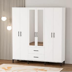 Garaj Home Doğa 6 Kapaklı 2 Çekmeceli Aynalı Dolap - Beyaz
