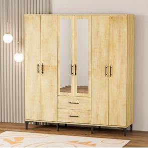 Garaj Home Doğa 6 Kapaklı 2 Çekmeceli Aynalı Dolap - Meşe