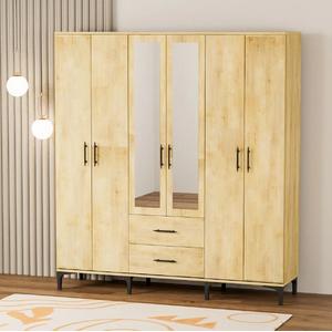 Garaj Home Doğa 6 Kapaklı 2 Çekmeceli Aynalı Dolap - Meşe