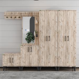 Garaj Home Modern Aynalı Raflı Portmanto Vestiyer