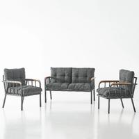 Garaj Home Zümrüt Bahçe Balkon Seti Oturma Takımı - Koyu Gri