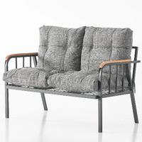 Garaj Home Zümrüt Bahçe Balkon Seti Çiftli Sandalye - Gri