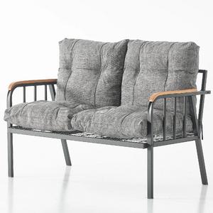 Garaj Home Zümrüt Bahçe Balkon Seti Çiftli Sandalye - Gri