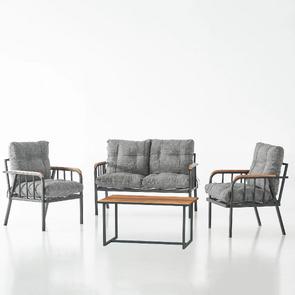 Garaj Home Zümrüt Bahçe Balkon Seti Oturma Takımı - Gri