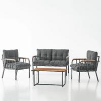 Garaj Home Zümrüt Bahçe Balkon Seti Oturma Takımı - Koyu Gri
