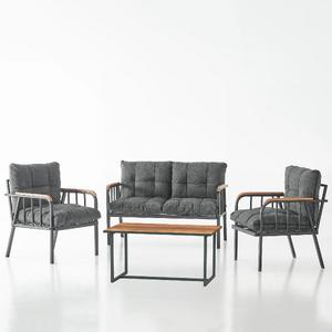 Garaj Home Zümrüt Bahçe Balkon Seti Oturma Takımı - Koyu Gri