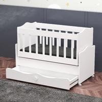 İnci Çekmeceli Anne Yanı Bebek Beşiği - Beyaz + Yatak Hediyeli