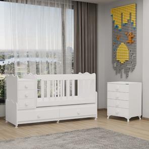 Melina Uzayan MDF Çıtalı Beşik ve Şifonyer - Beyaz