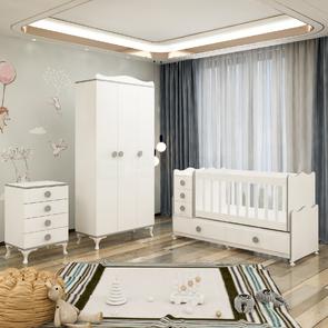 Melina Yıldız 3 Kapaklı Bebek Odası Takımı - Gri