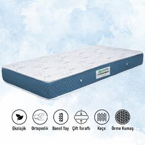 Ortopedik Mavi Kenarlı Super Lux Bamboo Yaylı Yatak 120X200