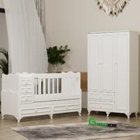Öykü 3 Kapaklı Dolap ve 5 Çekmeceli 60x120 Country Beşik
