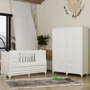 Öykü 4 Kapaklı Dolap ve 5 Çekmeceli 60x120 Country Beşik