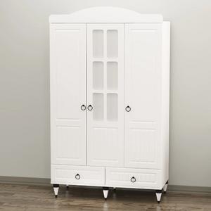 Sude Membran Pencereli 3 Kapaklı Dolap - Beyaz