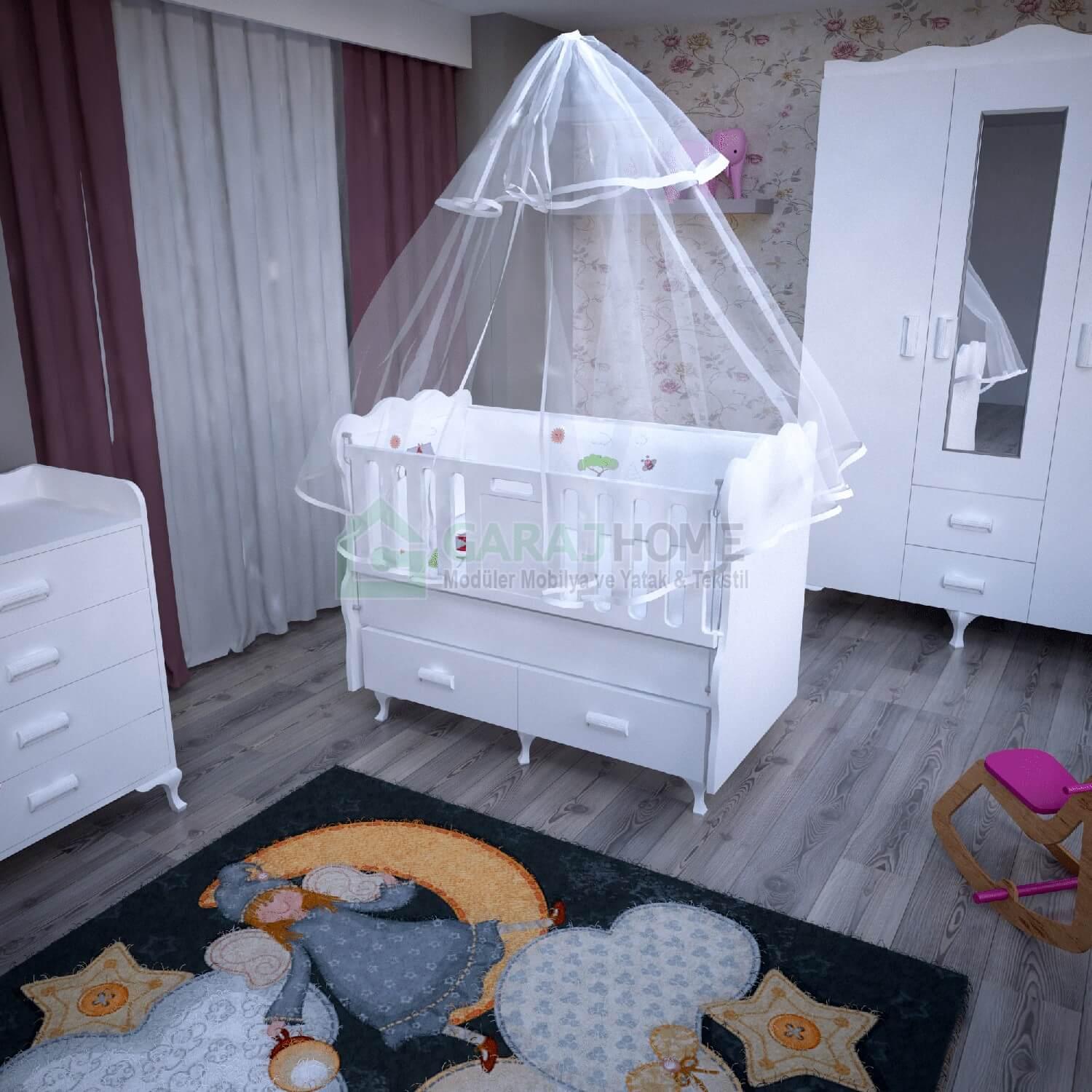 Erva 70x130 Asansörlü Bebek Odası Takımı Yatak ve Uyku Erva 70x130 Asansörlü Bebek Odası Takımı Yatak ve Uyku