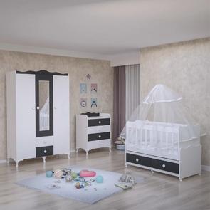 Elegant Gri Bebek Odası Takımı - Yatak ve Uyku Seti Kombinli