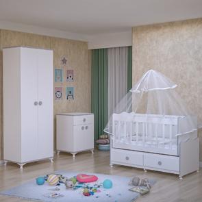 Elegant Yıldız 2 Kapaklı Bebek Odası Takımı - Yatak ve Uyku Seti Kombinli-Gri