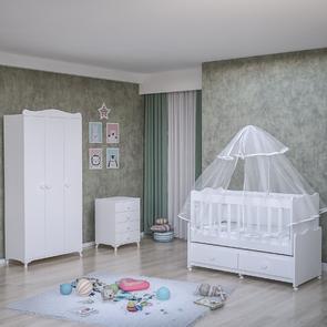 Elegant Yıldız 3 Kapaklı Bebek Odası Takımı - Yatak ve Uyku Seti Kombinli