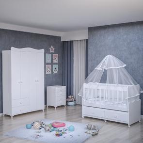 Elegant Yıldız 4 Kapaklı Bebek Odası Takımı - Yatak ve Uyku Seti Kombinli