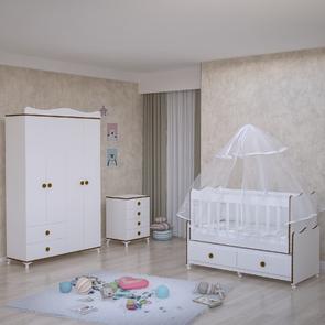 Elegant Yıldız 4 Kapaklı Bebek Odası Takımı - Yatak ve Uyku Seti Kombinli-Sümela