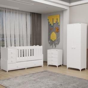 Melina Bebek Odası Yıldız 2 Kapaklı ve Şifonyer - Beyaz