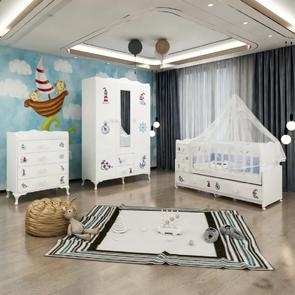 Melina Denizci Bebek Odası Takımı - Yatak ve Uyku Seti Kombinli