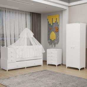 Melina Yıldız 2 Kapaklı Bebek Odası + Yatak + Uyku Seti - Beyaz