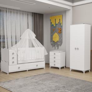 Melina Yıldız 2 Kapaklı Bebek Odası + Yatak + Uyku Seti - Gri