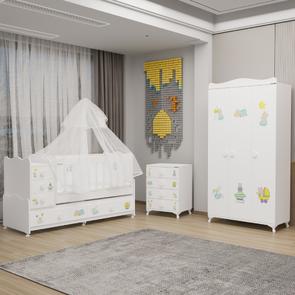 Melina Yıldız 3 Kapaklı Bebek Odası + Yatak + Uyku Seti - Ayıcık