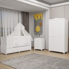 Melina Yıldız 3 Kapaklı Bebek Odası + Yatak + Uyku Seti - Beyaz
