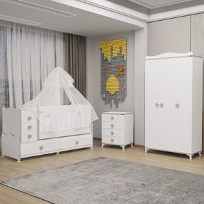 Melina Yıldız 3 Kapaklı Bebek Odası + Yatak + Uyku Seti - Gri