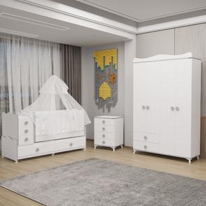 Melina Yıldız 4 Kapaklı Bebek Odası + Yatak + Uyku Seti - Gri