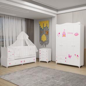 Melina Yıldız 4 Kapaklı Bebek Odası + Yatak + Uyku Seti - Prenses